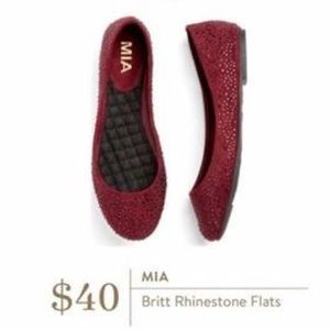 BNWOT MIA BRITT Burgundy/Maroon Rhinestoon flat